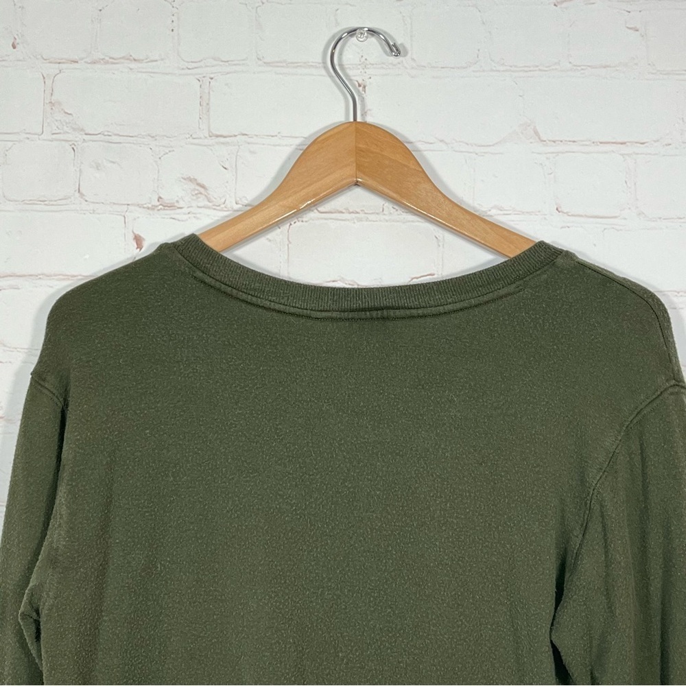 Athleta Sunrise V-Neck Sweatshirt Womens Small Green Pullover Thumbholes Soft - Picture 13 of 13